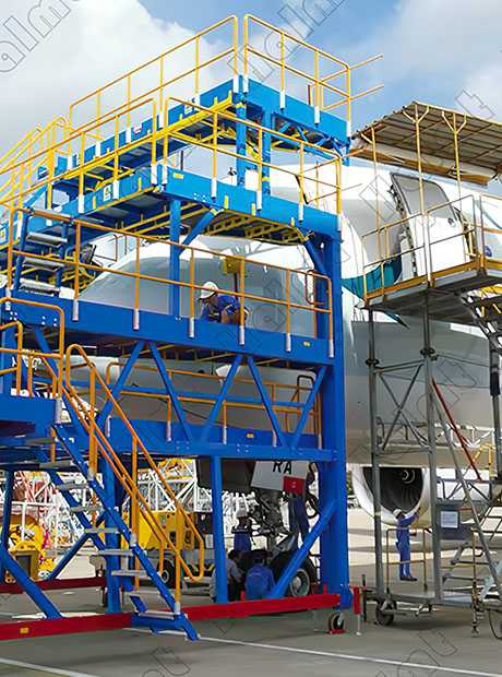 Aircraft nose work platform.